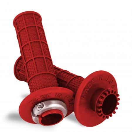 A'ME Full Waffle Dirt Bike Grips – Red, Clamp-On, Medium Soft Compound, USA Made