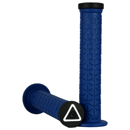 A'ME Extra Long Bike Grips – Blue, Super Tri Flange, BMX/MTB/Scooter Handlebar Grips, Made in USA