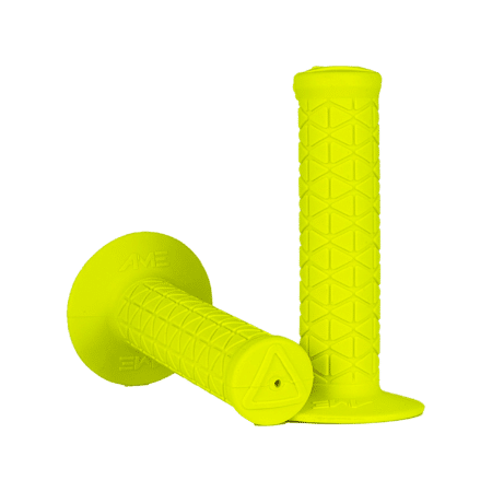 A'ME Tri BMX Grips – Fluorescent Yellow, Best BMX Handlebar Grips with Flange, Triangle Texture, Made in USA