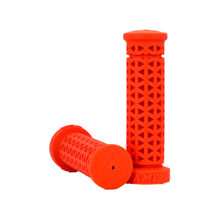 A'ME Zone Bike Grips – Fluorescent Orange, Vulcathane Handlebar Grips for MTB & BMX, Made in USA