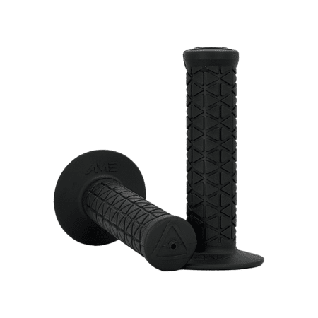 A'ME Tri BMX Grips – Black, Best BMX Handlebar Grips with Flange, Triangle Texture, Made in USA