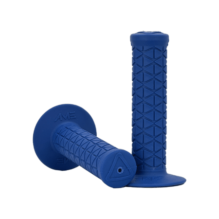A'ME Tri BMX Grips – Blue, Best BMX Handlebar Grips with Flange, Triangle Texture, Made in USA
