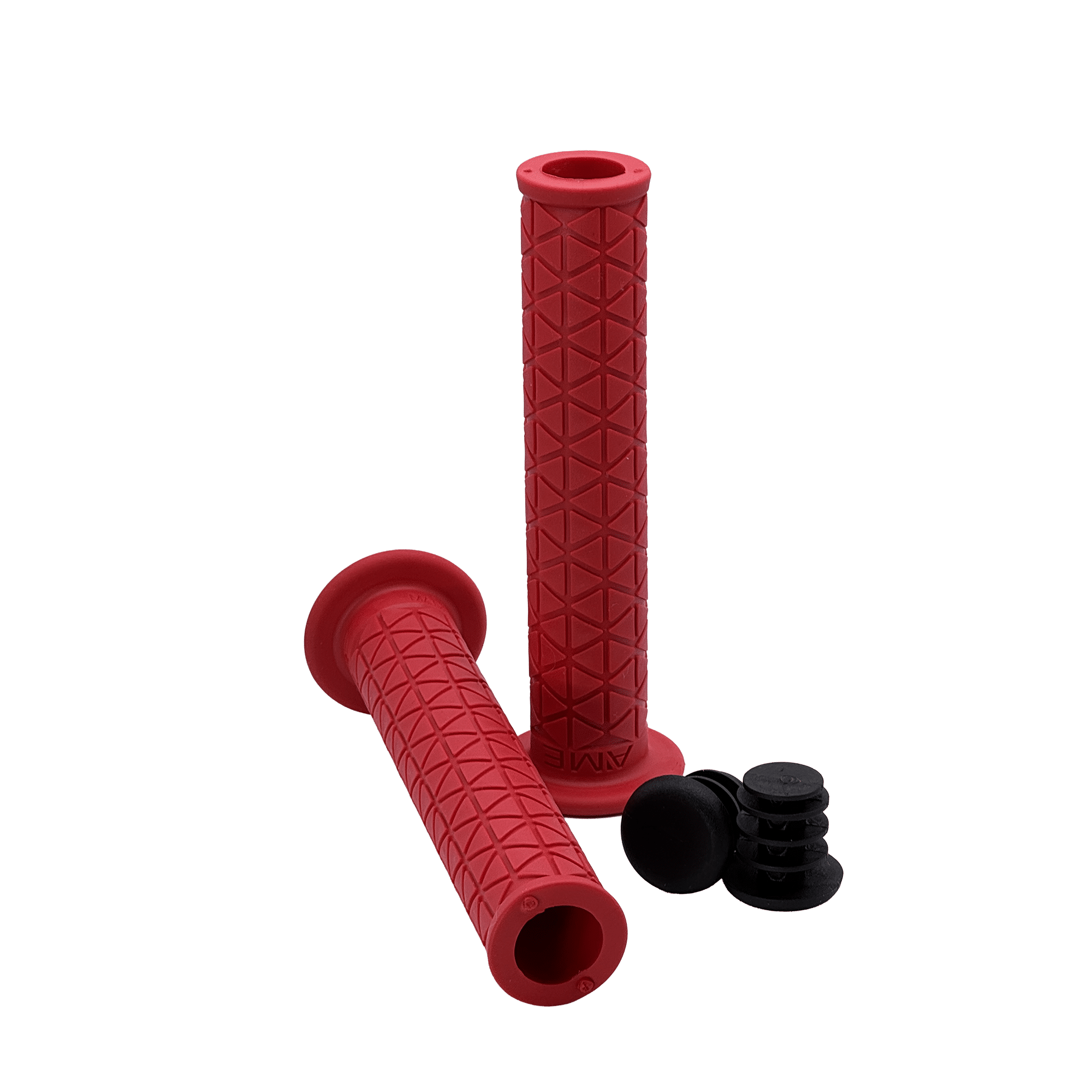 Extra Long Bike Grips – A’ME Super Tri flanged with Black Push-In End Plugs for BMX, MTB & Scooters